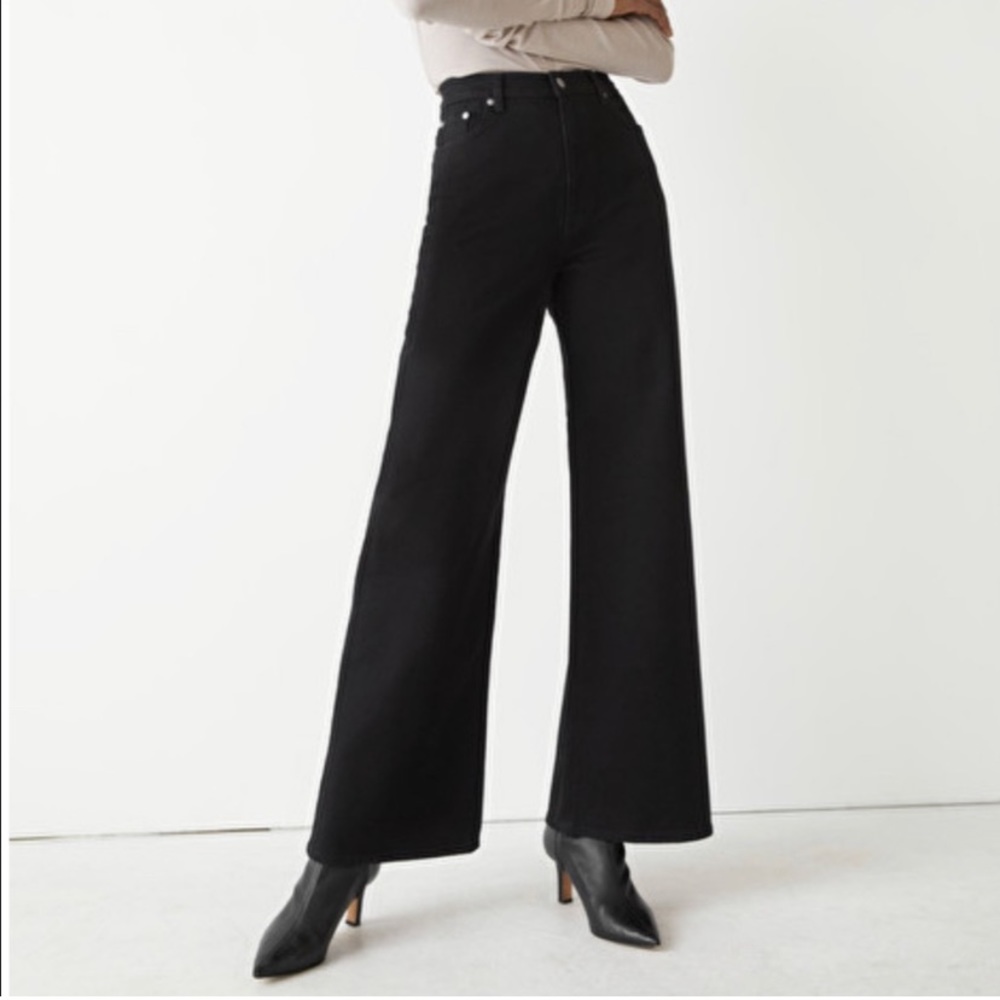 & Other Stories high waist wide leg black jeans size 26